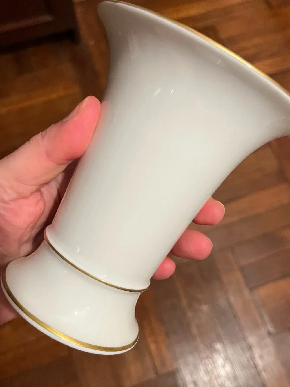 Höchst Germany Porcelain Orange Floral Gold Vase